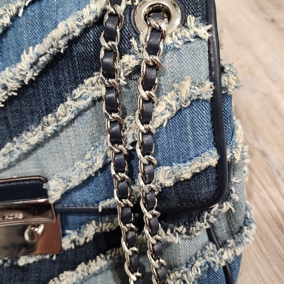 Michael Kors Denim Fringe Chain Shoulder Bag - Blue - Picture 13 of 13